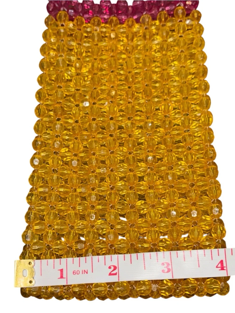 Handmade Acrylic Beaded Two-Tone Crossbody Phone Case Hot Pink/Yellow
